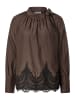 More & More elegante Schluppen-Bluse, Spitzensaum in espresso brown