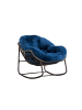 ABRIHOME Rattan Schaukelstuhl in Blau mit gepolstertem Kissen für Garten Terrasse