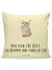 Mr. & Mrs. Panda Dekokissen Waschbär mit Spruch in Gelb Pastell