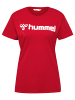 Hummel T-Shirt Regular Fit Stretch Rundhalsausschnitt Logo in Rot