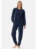 Schiesser Schlafanzug Casual Velour in Deep sea blue