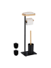 relaxdays WC Garnitur in Schwarz/ Natur - (B)22 x (H)65 x (T)18 cm