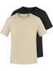 normani 2er Set Herren T-Shirts aus Bio-Baumwolle Nyons in Beige/Schwarz