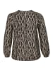 KAFFE curve Langarm-Bluse KClanora in Black/Grey Graphic Simili