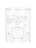 Mr. & Mrs. Panda Gravur Glas Bär Flugzeug ohne Spruch in Transparent
