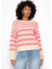 SASSYCLASSY Gestreifter Baumwoll-Pullover in Rosa