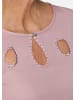 GOLDNER Kurzgröße:  Feminine Bluse mit Ausschnittlösung in rosenquarz