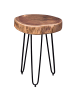 KADIMA DESIGN Beistelltisch Massivholz | Baumstammoptik, Metallbeine, Robust in Beige