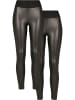 Urban Classics Urban Classics Damen Ladies Faux Leather High Waist Leggings 2-Pack in black+black