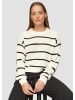 QS Strickpullover langarm in Creme-schwarz