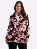 sheego Langarm-Bluse in schwarz-koralle-bedruckt