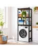 relaxdays Waschmaschinenregal in Schwarz/ Braun - (B)70 x (H)180 x (T)40 cm