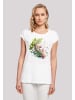 F4NT4STIC Extended Shoulder T-Shirt Baum mit Blumen in weiß