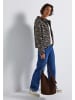 Street One Printed Teddy Jacket w.Hoody in Deep Roast Brown