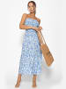 SASSYCLASSY Gesmoktes Bandeau-Kleid mit Print in Jeansblau