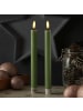 Adilina 2x LED Stabkerzen LINA Rustik-Optik Echtwachs H: 24cm in grün