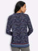 Sieh an! Longshirt in schwarz-royalblau-bedruckt