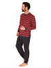 NORMANN Frottee Schlafanzug lang Pyjama RingelMuster - 82393 in rot