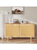 ABRIHOME Sideboard in Natur Korbgeflecht 120x40x63 cm mit 2 Türen für Esszimmer