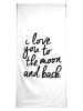 Juniqe Handtuch "I Love You to the Moon and Back" in Schwarz & Weiß