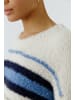 Oui Strickpullover mit Streifen und Rundhals in White Blue