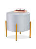 relaxdays Hocker in Grau/ Gold - (H)39 x Ø 37 cm