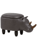 Beliani Tierhocker RHINO in Grau/Braun - (W) 60 x (H) 35 x (L) 32 cm