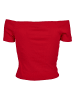 Urban Classics Urban Classics Damen Ladies Off Shoulder Rib Tee in fire red