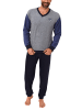 NORMANN Frottee Schlafanzug langarm Pyjama Bündchen - 49633 in blau