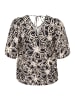 KAFFE curve Kurzarm-Bluse KChaliah in Black / Light Beige Flower