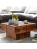 KADIMA DESIGN Couchtisch Sheesham Massivholz Quadrat, modernes Rillenmuster