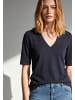 More & More elastisches Kurzarmshirt, V-Ausschnitt in marine