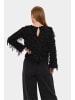 SAINT TROPEZ Langarm-Bluse NinetteSZ Gerade Passform in Black