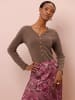 creation L Woll-Mix-Pullover in braun