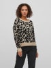 Vila Kuscheliger Strickpullover Leo Animal Muster VIRIL FEAMI in Beige