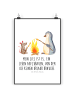 Mr. & Mrs. Panda Poster Pinguin Lagerfeuer mit Spruch in Weiß