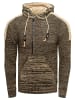 Rusty Neal 1/2 Zip Grobstrick Kontrast Kapuzen-Pullover in Khaki