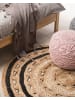 Beliani Geflochtener Teppich GOYNE in Beige/Schwarz - (W) 140 x (H) 1.2 x (L) 140 cm