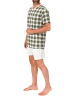 NORMANN Kurzarm Schlafanzug Shorty Jersey und karierten Pyjama Oberteil in grau-mel.