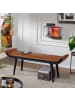 KADIMA DESIGN Sitzbank Echtleder / Massivholz Bank 125x51x38 cm Modern,