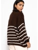 SASSYCLASSY Gestreifter Cardigan mit Außennähten in Dunkelbraun