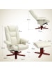HOMCOM Relaxsessel mit Hocker in Cremeweiß 84L x 84B x 104H cm