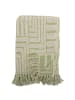 Bloomingville Decke VELVA Grün Natur Gemustert mit Fransen 160x130 cm