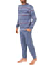NORMANN Schlafanzug lang Pyjama Bündchen Kuschel interlock - 86897 in blau