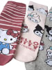 Hello Kitty 3er Pack Hello Kitty Socken Kuromi My Melody Sneaker Söckchen in grau/rosa