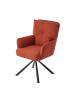 Home Nature Wohnkonzept Essstuhl aus Leinen quadratisch 180° drehbar in Orange 50x53x92 cm