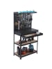 relaxdays Werkbank in Schwarz/ Natur - (B)81 x (H)156 x (T)41 cm
