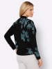 Sieh an! Jacquard-Pullover in schwarz-türkis-gemustert