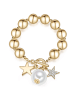Lulu & Jane Armband Stern Metall-Legierung Glas Perle (synth.) in gelbgold