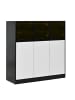 ABRIHOME Sideboard in Schwarz 100x40x105 cm mit LED Beleuchtung 6 Türen und 14 Fächern